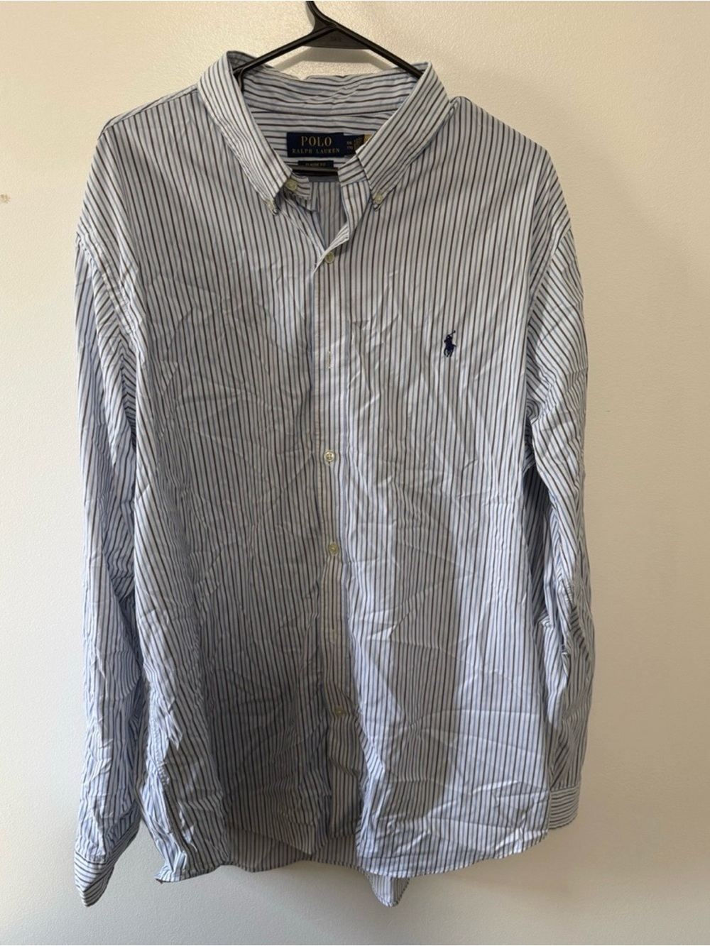 Ralph Lauren Blue and White Striped Button-Down Shirt
